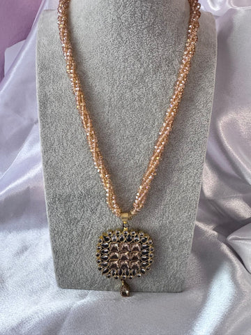 Beautiful Champagne colored long Necklace set
